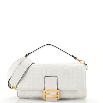 Fendi Baguette NM Bag Zucca Embossed Leather Large
