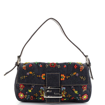Fendi Baguette Bag Embellished Denim