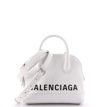 Balenciaga Logo Ville Bag Crocodile Embossed Leather XXS