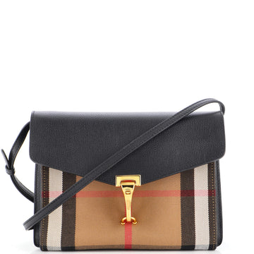Burberry Macken Crossbody Bag Leather and House Check Canvas Small