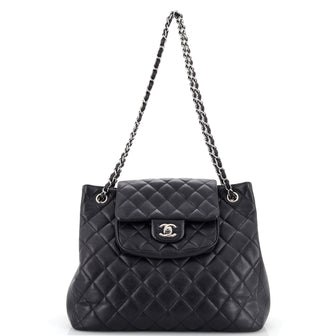 Chanel Classic Flap Shopping Tote Quilted Caviar Medium