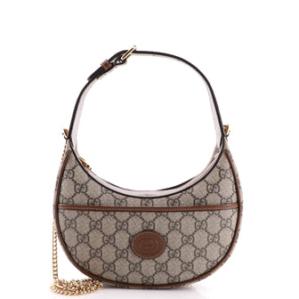Gucci Interlocking G Patch Half Moon Hobo GG Coated Canvas Mini