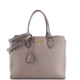 Prada Convertible Open Tote Saffiano with Soft Calf Medium