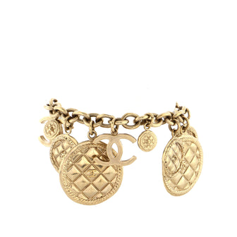 Chanel Quilted Medallion CC Charm Bracelet Metal
