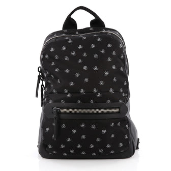 Lanvin Backpack Printed Nylon with Leather Black 2046701