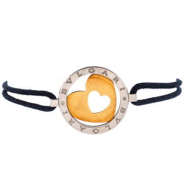 Bvlgari Tondo Heart Bracelet Stainless Steel with 18K Yellow Gold and Cord