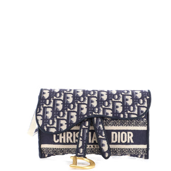 Christian Dior Saddle Slim Belt Pouch Logo Embroidered Oblique Canvas