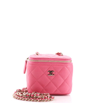 Chanel Classic Vanity Case with Chain Quilted Caviar Mini