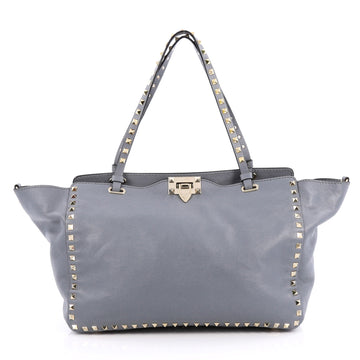 Valentino Rockstud Tote Soft Leather Medium Gray 2047402