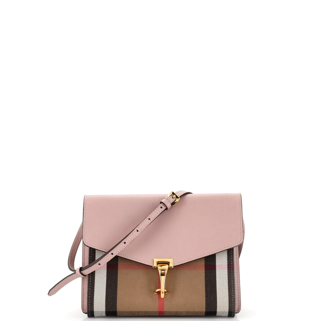 Burberry Pink House Check Canvas and Leather Macken Crossbody Bag