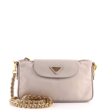 Prada Chain Crossbody Bag Tessuto and Saffiano Leather Small