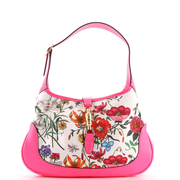 Gucci Jackie Medium Flora Hobo Bag In Pink