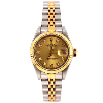 Rolex Oyster Perpetual Datejust Automatic Watch Stainless Steel and Yellow Gold with Diamond Markers 26