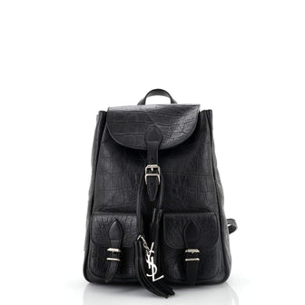 Saint Laurent Festival Backpack Crocodile Embossed Leather Small