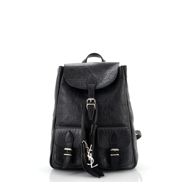 Saint Laurent Festival Backpack Crocodile Embossed Leather Small