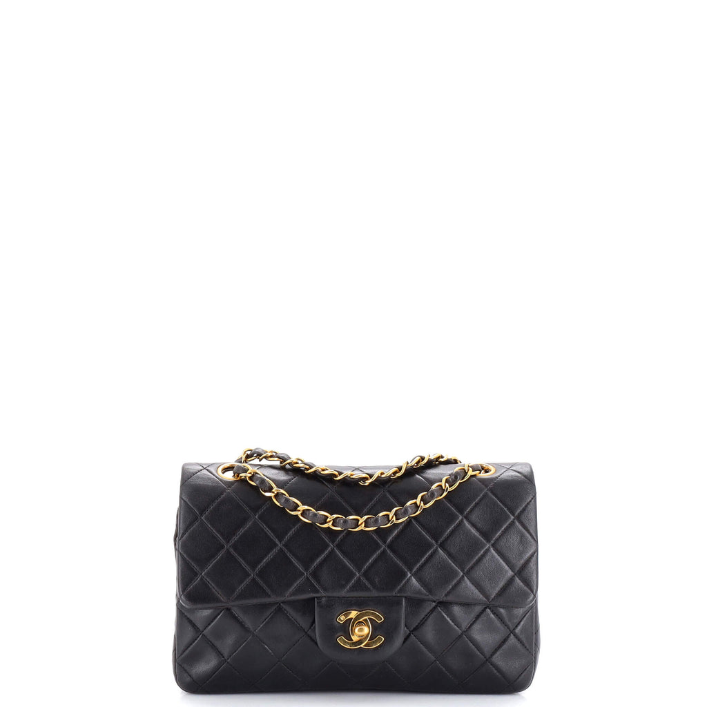 Chanel Vintage Classic Double Flap Bag Quilted Lambskin Small Black 20488311