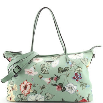 Gucci Convertible Zip Tote Flora Canvas Large