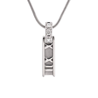 Tiffany & Co. Atlas Bar Pendant Necklace 18K White Gold with Diamonds