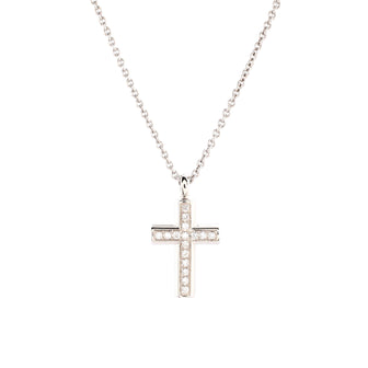 Bvlgari Latin Cross Necklace 18K White Gold and Diamonds