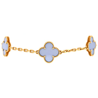 Van Cleef & Arpels Vintage Alhambra 5 Motifs Bracelet 18K Yellow Gold and Agate