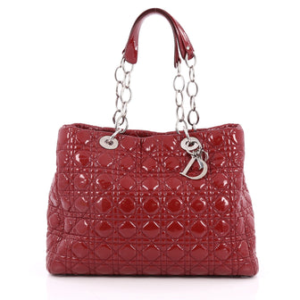 Christian Dior Soft Chain Tote Cannage Quilt Patent Red 2049302