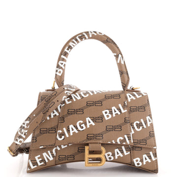 Balenciaga Hourglass Top Handle Bag Monogram Coated Canvas Small