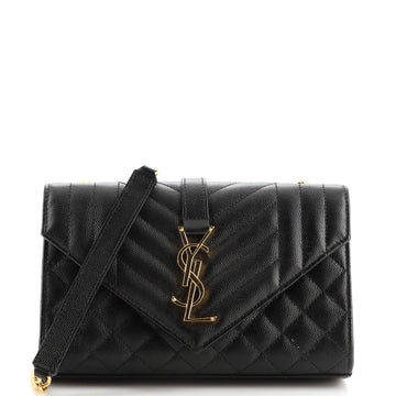 Saint Laurent Classic Monogram Envelope Satchel Mixed Matelasse Leather Small