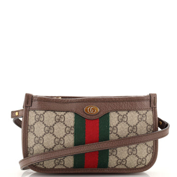 Gucci Ophidia Triple Flat Crossbody Bag GG Coated Canvas Mini