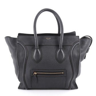 Celine Luggage Handbag Grainy Leather Mini Gray 2049901