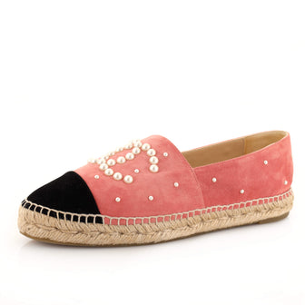 Chanel Women's CC Cap Toe Espadrilles Embellished Suede