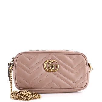 Gucci GG Marmont Chain Crossbody Bag Matelasse Leather Mini