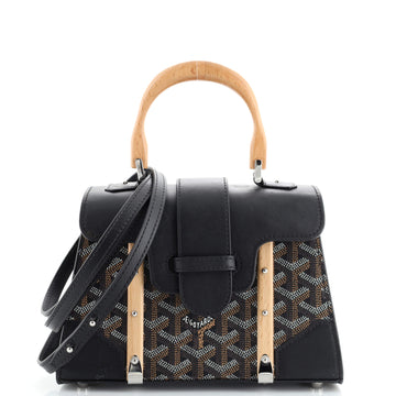 Goyard Structured Saigon Top Handle Bag Coated Canvas with Leather Mini