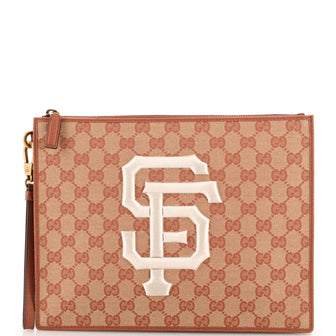 Gucci MLB Zip Pouch GG Canvas with Applique Medium