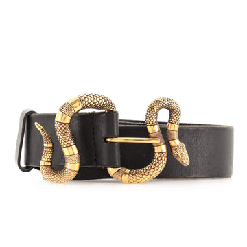 Gucci Snake Buckle Belt Leather Wide