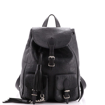 Saint Laurent Festival Backpack Crocodile Embossed Leather Small