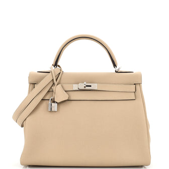 Hermes Kelly Handbag Light Togo with Palladium Hardware 32
