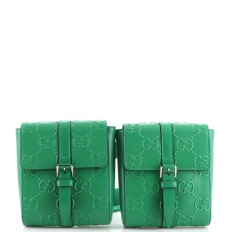 Gucci Double Belt Bag GG Embossed Perforated Leather
