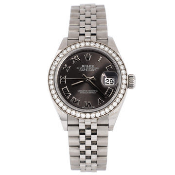 Rolex Oyster Perpetual Datejust Automatic Watch Stainless Steel and White Gold with Diamond Bezel 28