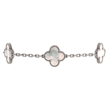 Van Cleef & Arpels Vintage Alhambra 5 Motifs Bracelet 18K White Gold and Mother of Pearl