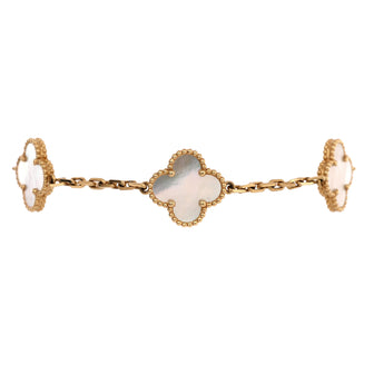 Van Cleef & Arpels Vintage Alhambra 5 Motifs Bracelet 18K Yellow Gold and Mother of Pearl