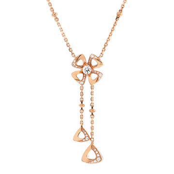 Bvlgari Fiorever Drop Pendant Necklace 18K Rose Gold and Diamonds