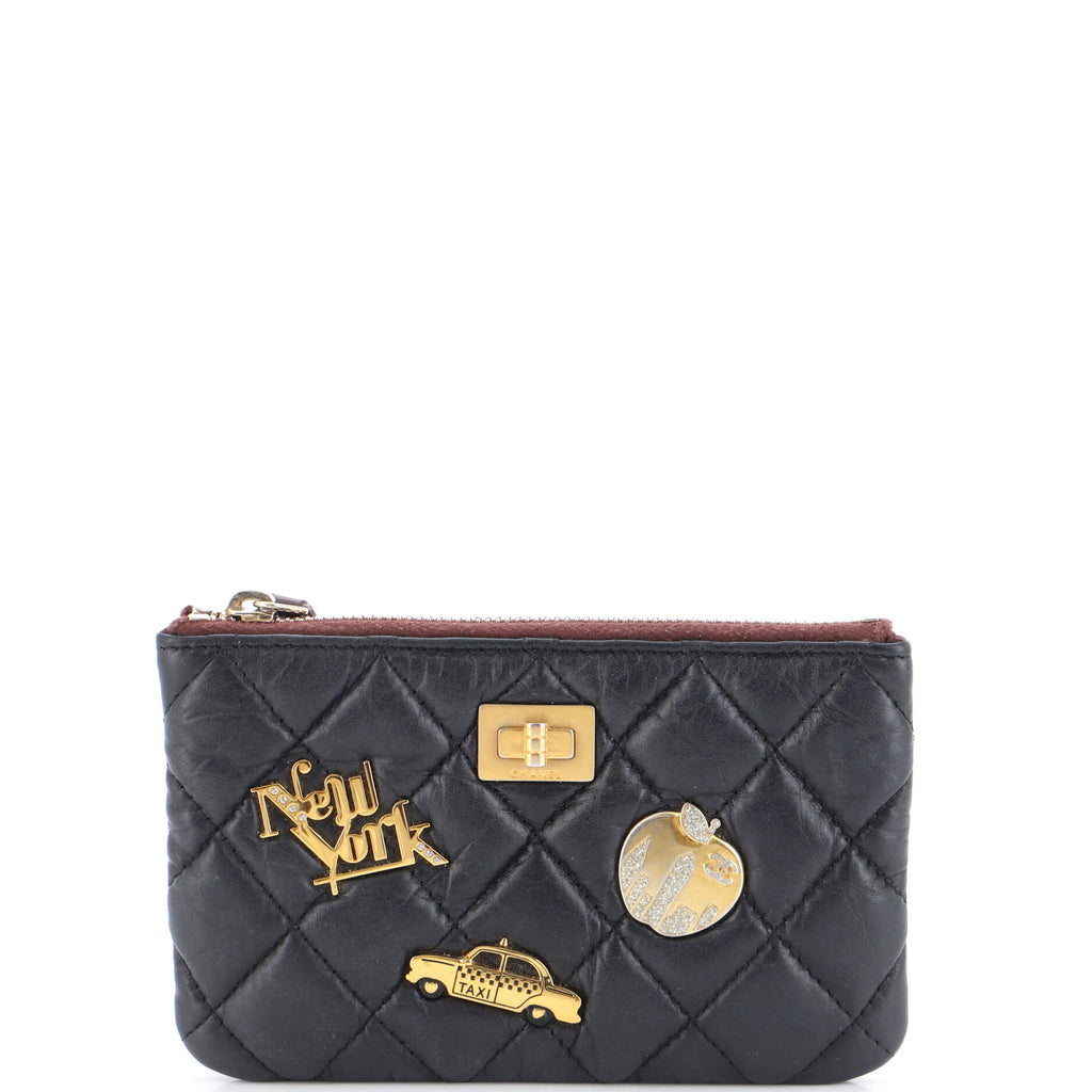 Chanel Lucky Charms Reissue 2.55 O Case Pouch Quilted Aged Calfskin Mini  Black 2050741
