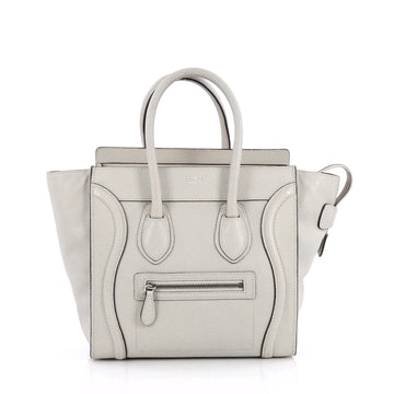 Celine Luggage Handbag Grainy Leather Micro Gray