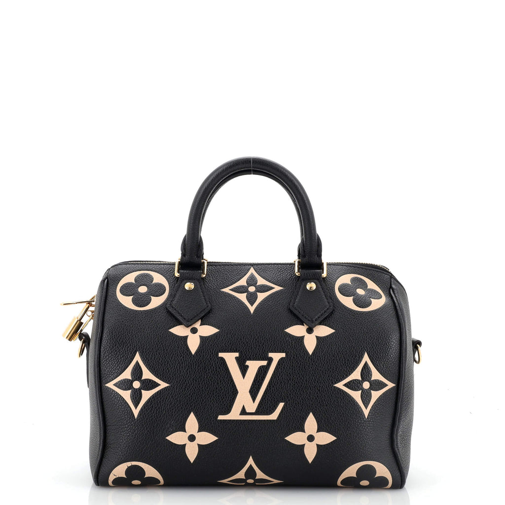 Louis Vuitton Monogram Black Empreinte Speedy 25 Bandouliere - A