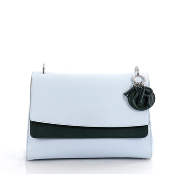 Christian Dior Be Dior Double Flap Bag Leather Medium Blue 2051301