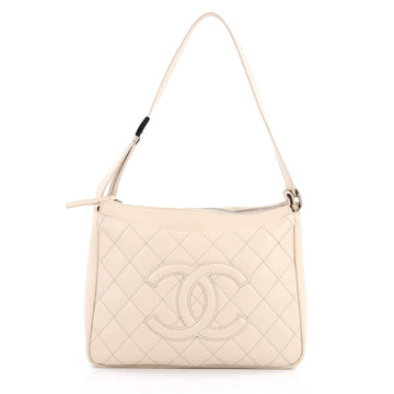 Chanel CC Timeless Pocket Shoulder Bag Quilted Caviar Medium Neutral