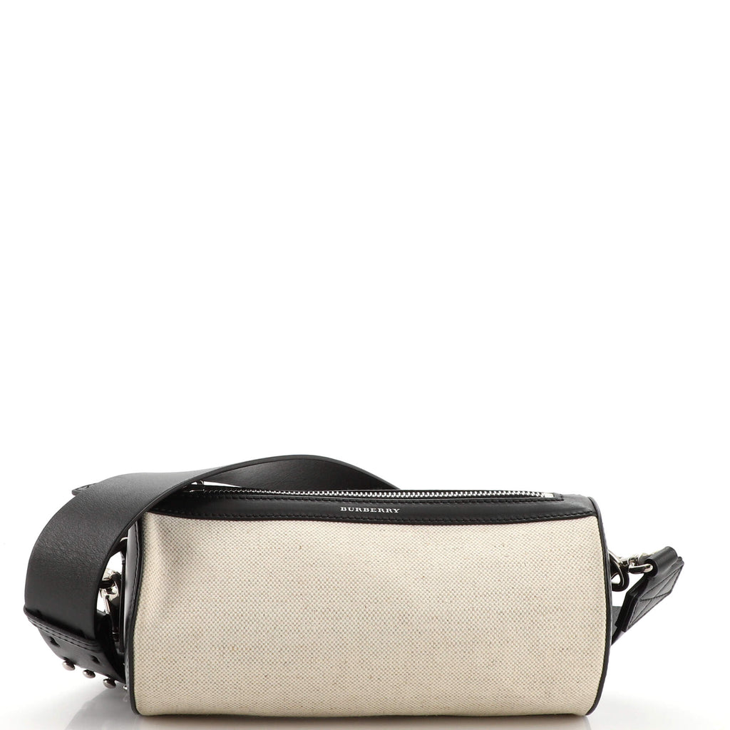 Burberry Barrel Crossbody Bag Canvas with Leather Small Black 2051671