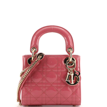 Christian Dior Lady Dior Chain Bag Cannage Quilt Patent Mini