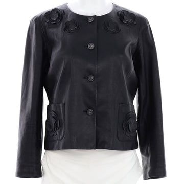 Chanel Women's Paris-Shanghai Camellia Collarless Jacket Leather