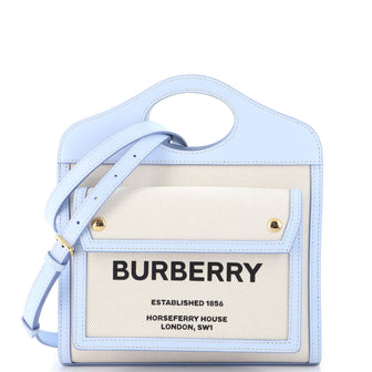 Burberry Logo Pocket Tote Canvas with Leather Mini